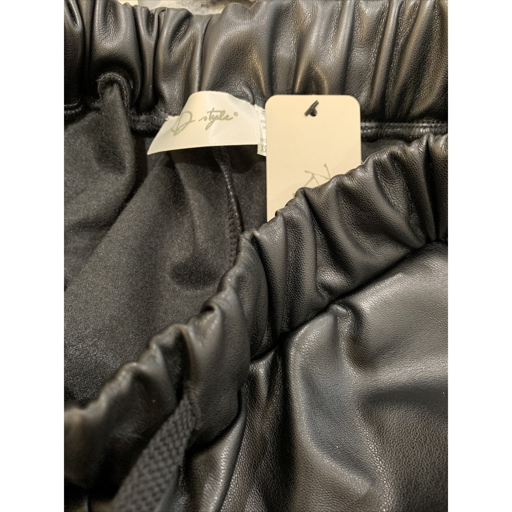 RD Style Faux Leather Brown Drawstring Wide Leg Pants Size M - Picture 4 of 4